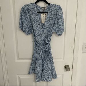 RIHOAS‎ Blue Floral Wrap Dress | Cottagecore Spring Wedding Guest | NWT